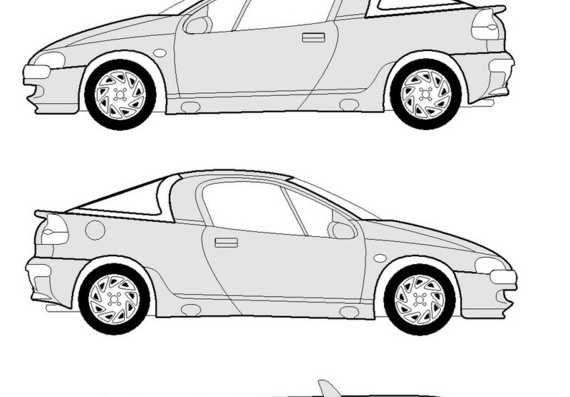 Opel Tigra (Опель Тигра) - чертежи (рисунки) автомобиля
